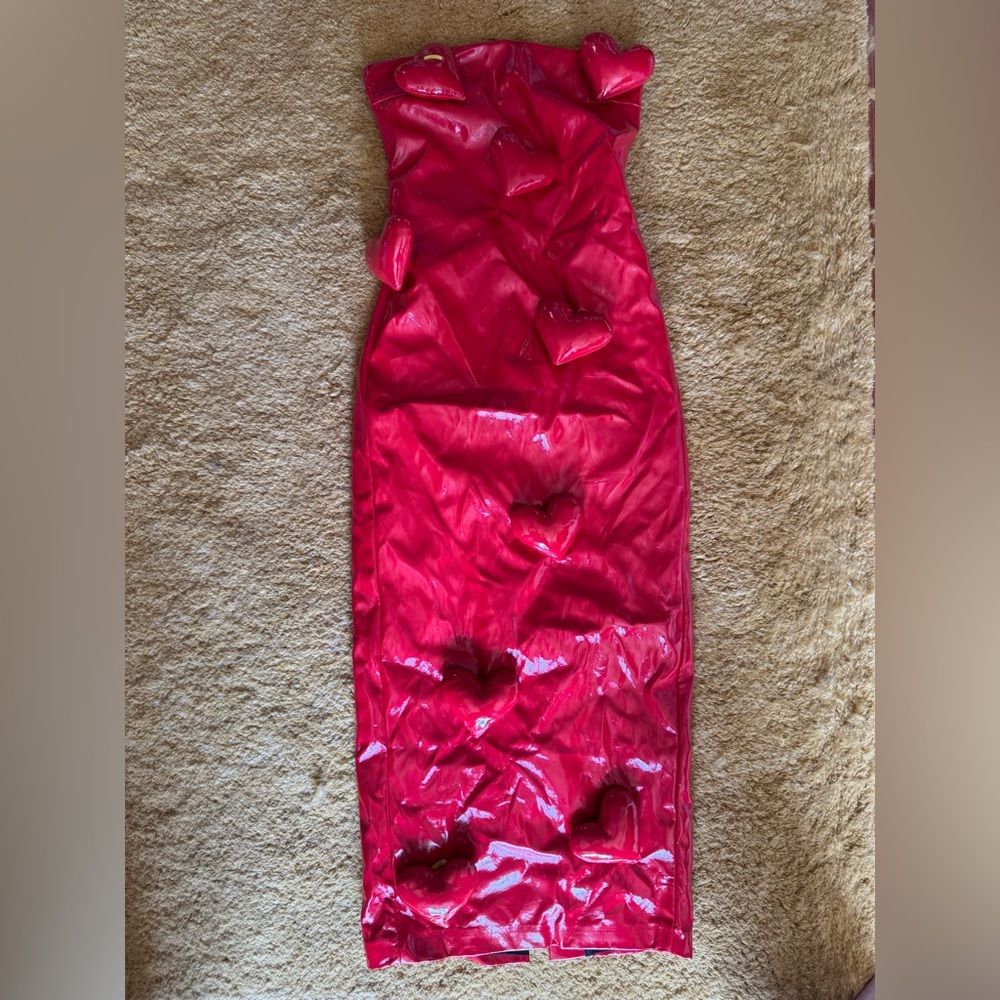 CULTNAKED Strapless Red Dress with Heart Accents